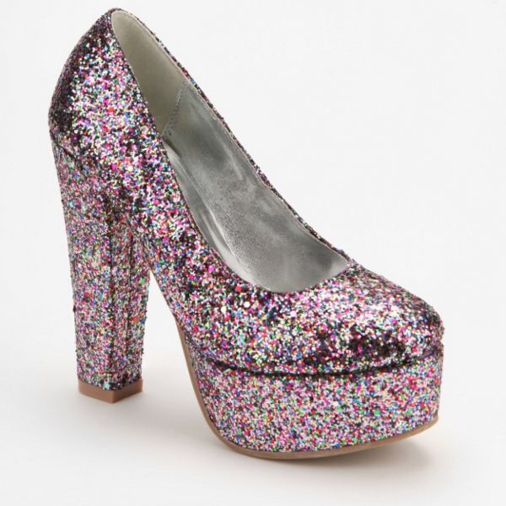 Kimchi Blue Glitter Platform Heels